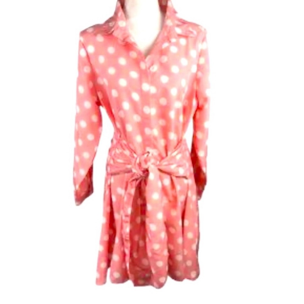 Polka Dot Long Sleeve Dress - Pink